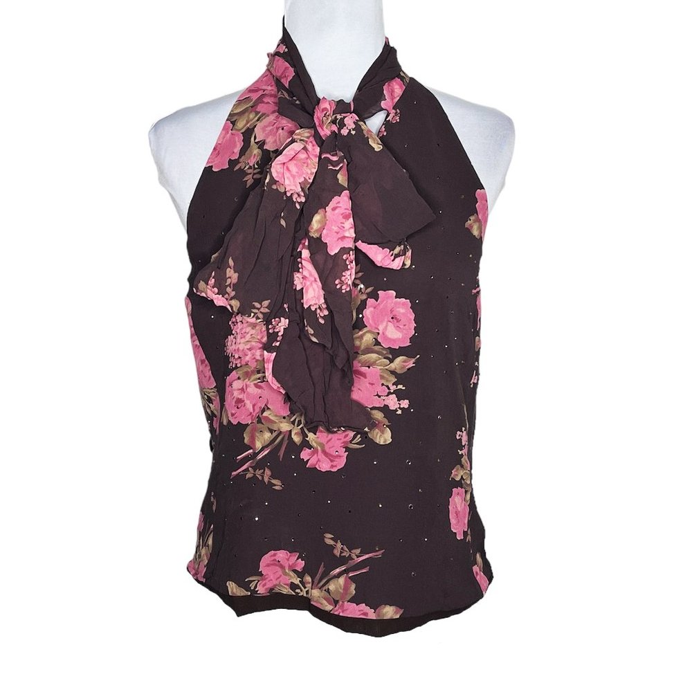 Express Silk Open Back Neck Tie Top Size 11/12